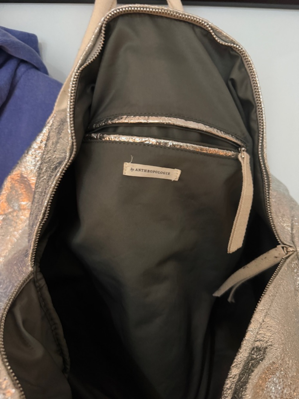 Silver Metallic Cha Cha Canvas Weekend Duffel Bag by Anthropologie - Picture 2 of 4